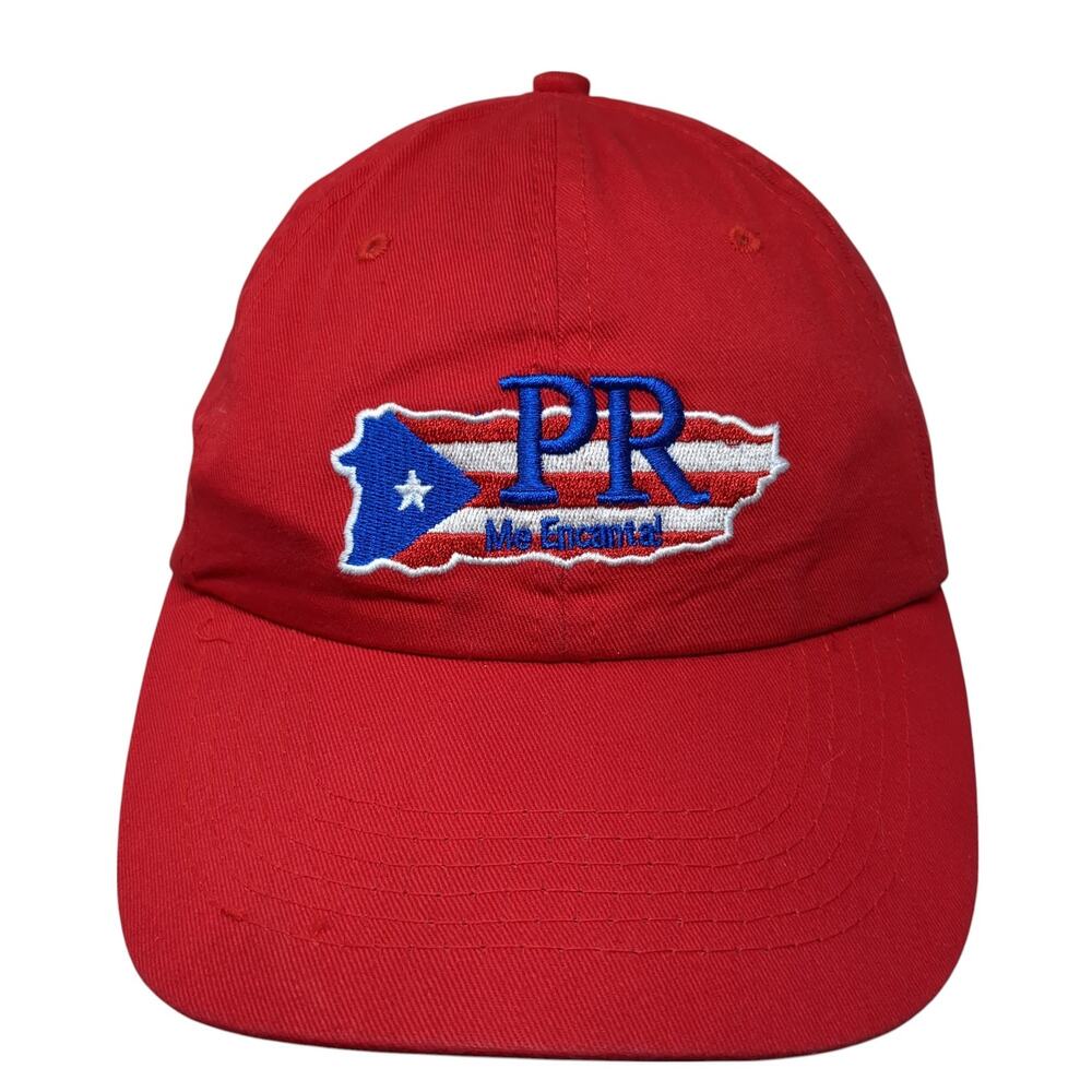 PR Me Encanta Strapback Baseball Cap Red One Size Adjustable Patriotic Cotton